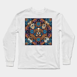 Mandala of adorable puppy dogs Long Sleeve T-Shirt